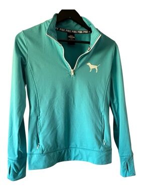 Victoria's Secret PINK Turquoise Quarter-Zip Pullover size S